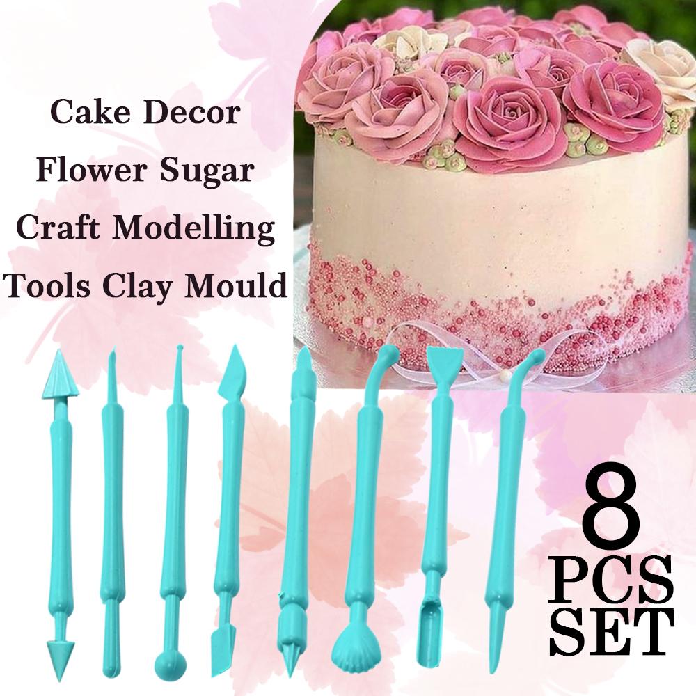 Fondant Cake Decor Flower Sugar Craft Modelling Tools Clay Mould (8PC-Set)
