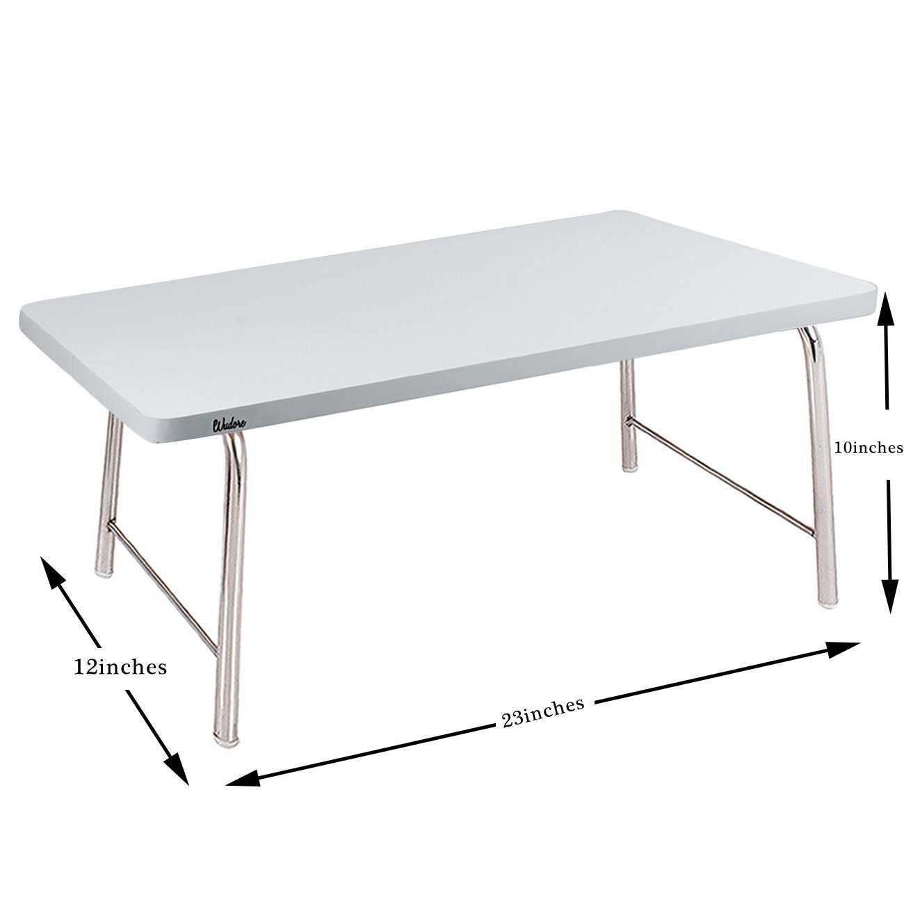 Laptop Table With Folding Steel Legs - White | Wudore