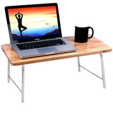 Laptop Table With Folding Steel Legs - Natural wood | Wudore