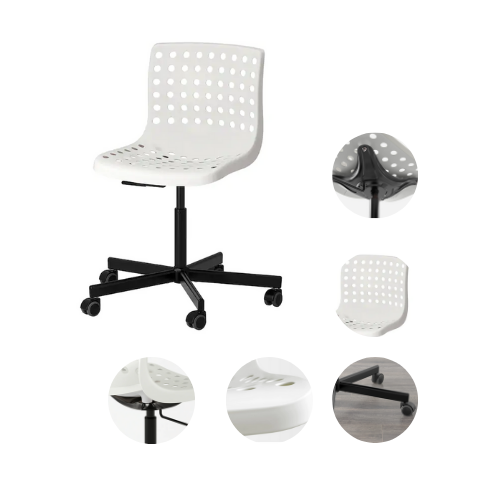 Swivel chair without armrest Black-White I Axis-360 - Wudore