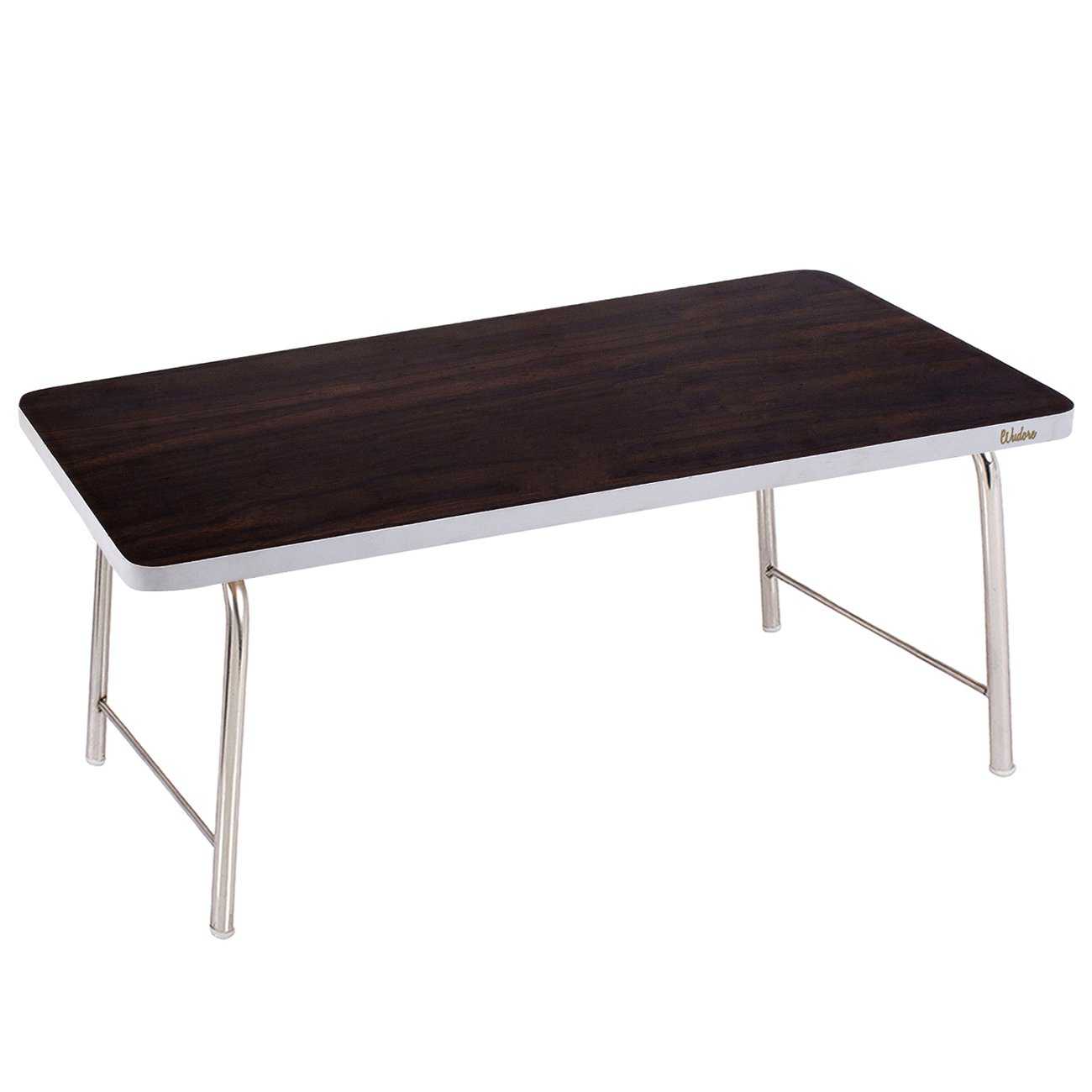 Laptop Table with folding steel legs Black walnut colored | Wudore